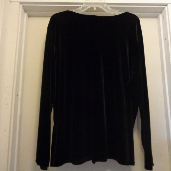 VINTAGE BLACK VELVET Button Up Jacket Blouse By Kathie Lee 14 - Picture 4 of 5